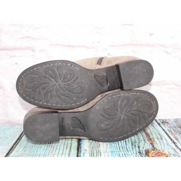 Born Phobos Gray Suede Pull On Side Zip Short Buckle Ankle Boots 9.5 M - Picture 8 of 8